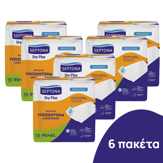 Septona Dry Plus Regular Υποσέντονα Ακράτειας 60x90cm (6x15τμχ)